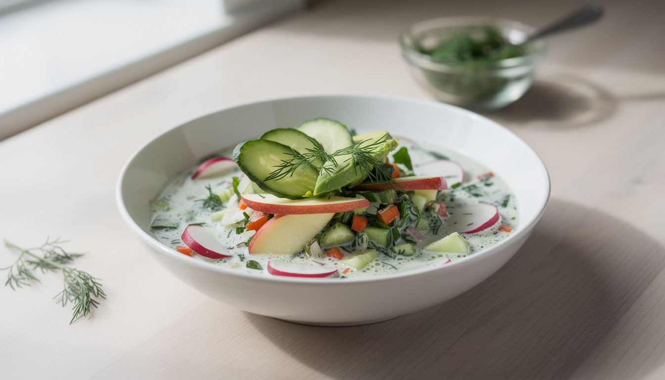 Сыроедческая окрошка по-русски: рецепт живой кухни - сыроедческий рецепт