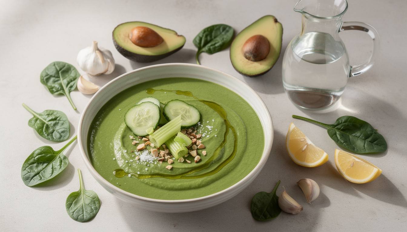 Рецепт сыроедческого зеленого супа со шпинатом и авокадо - сыроедческий рецепт