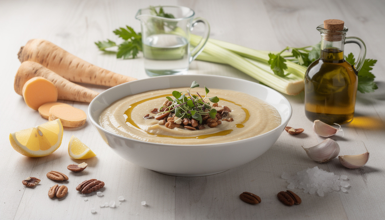 Сыроедческий Сыроедческий крем-суп из пастернака с лесными орехами