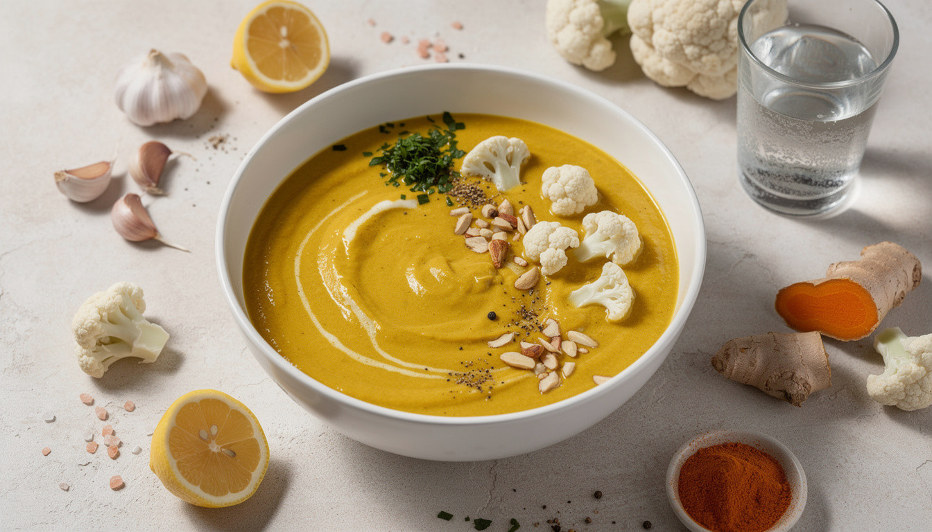 Сыроедческий крем-суп из цветной капусты с куркумой: рецепт живой кухни - сыроедческий рецепт