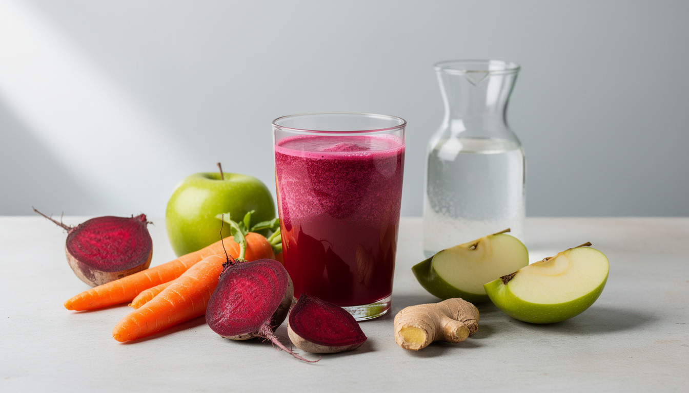 Рецепт сыроедческого яблочно-свекольного фрэша с морковью - сыроедческий рецепт