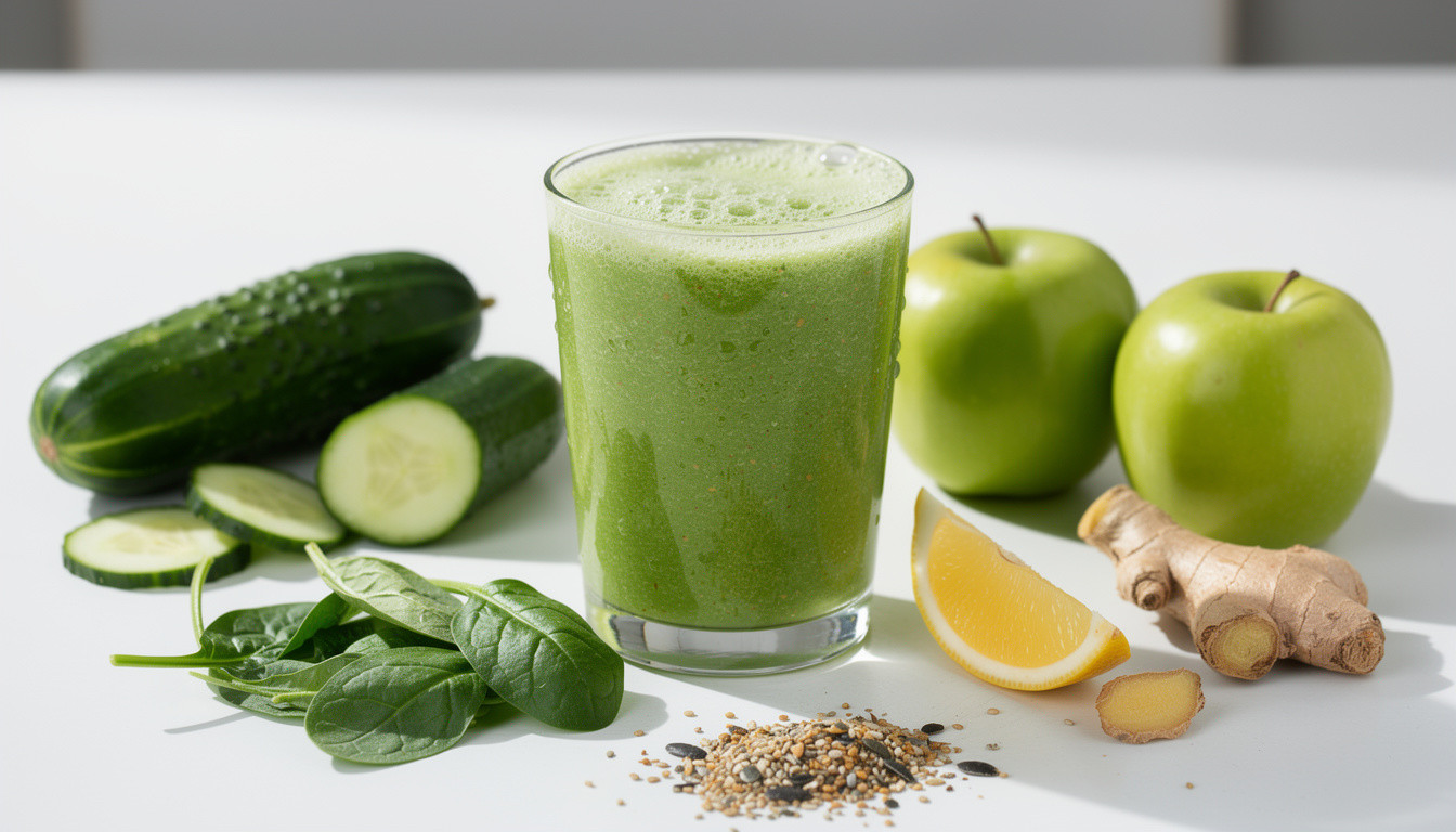 Рецепт сыроедческого огуречно-яблочного фрэша со шпинатом - сыроедческий рецепт