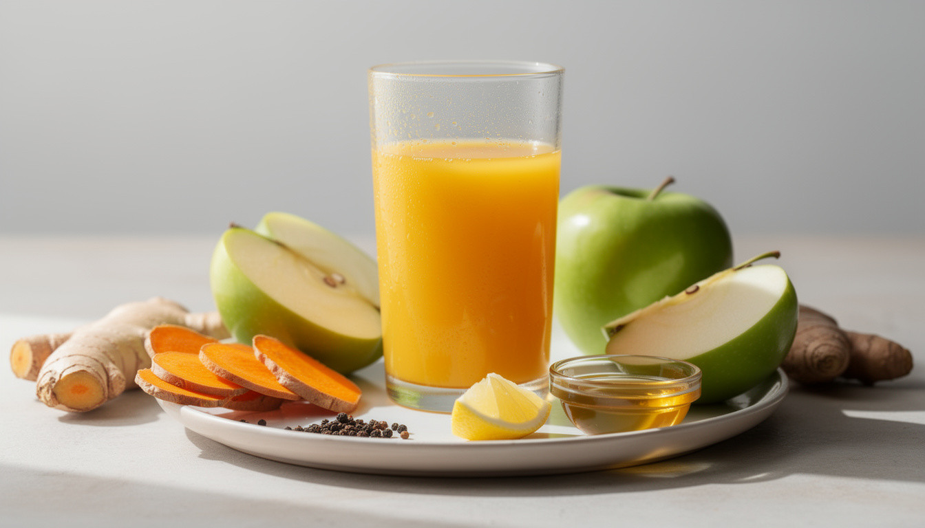 Рецепт сыроедческого яблочно-имбирного фрэша с куркумой: живая энергия - сыроедческий рецепт