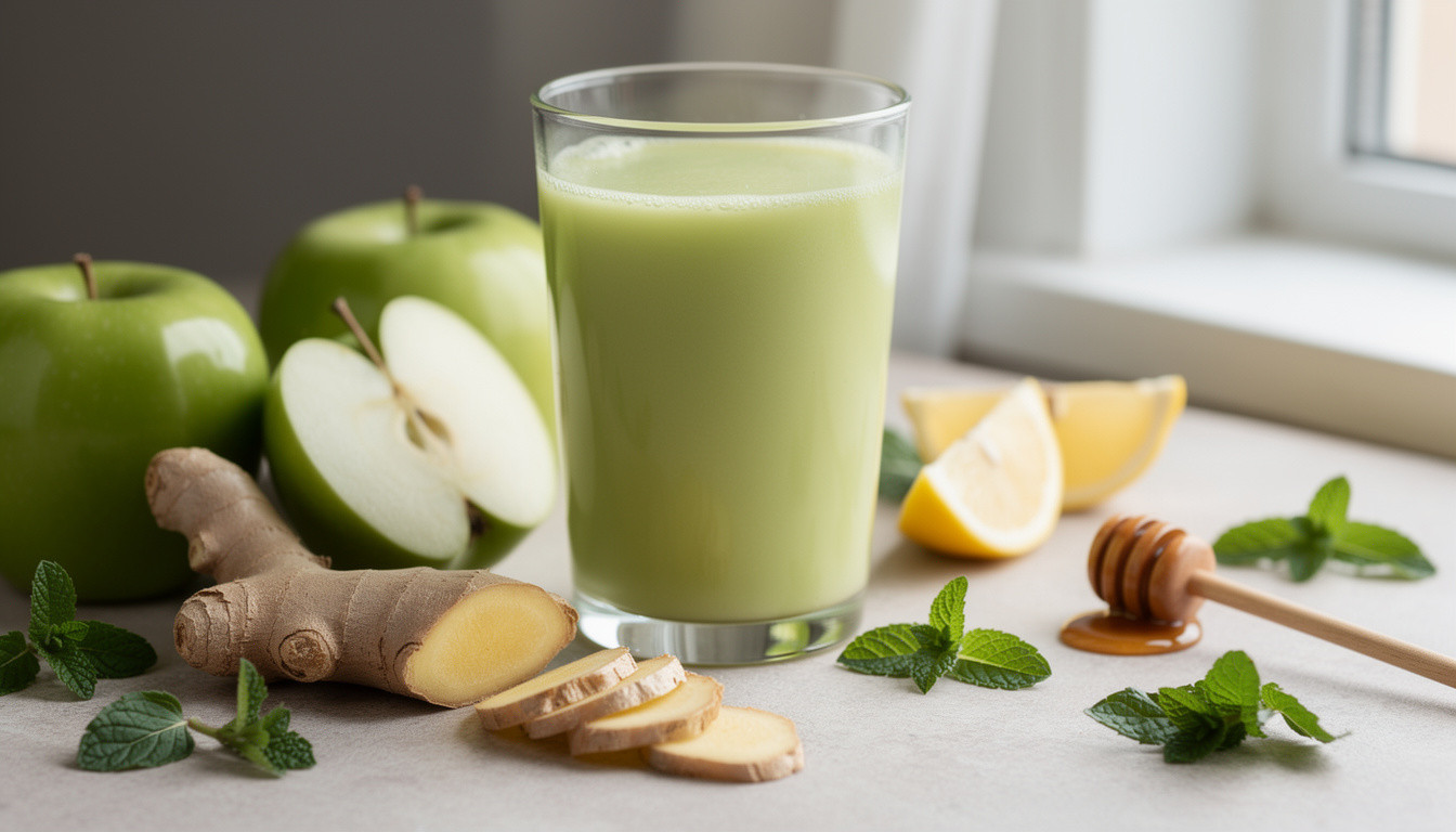 Сыроедческий энергетический напиток из яблока, имбиря и лимона - сыроедческий рецепт
