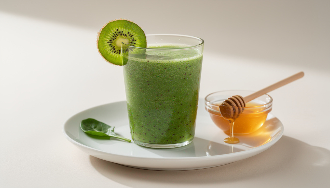 Энергетический сыроедческий напиток из киви и шпината: живой рецепт