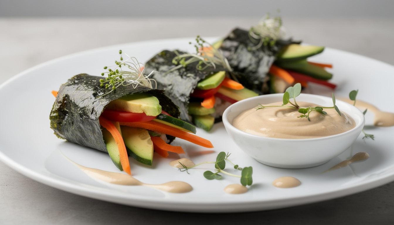 Сыроедческие роллы с овощами и кремовым соусом из кешью - сыроедческий рецепт