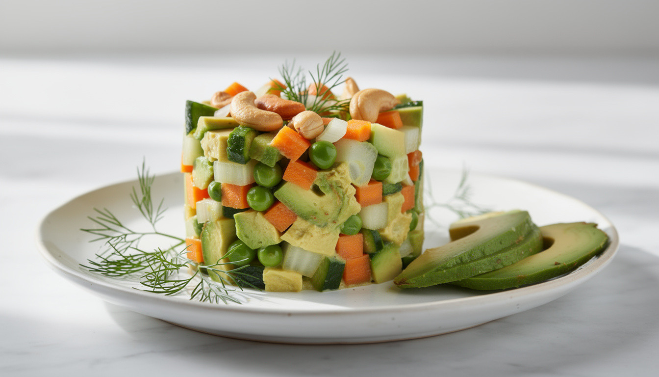 Сыроедческий "Оливье": живой рецепт с майонезом из кешью - сыроедческий рецепт