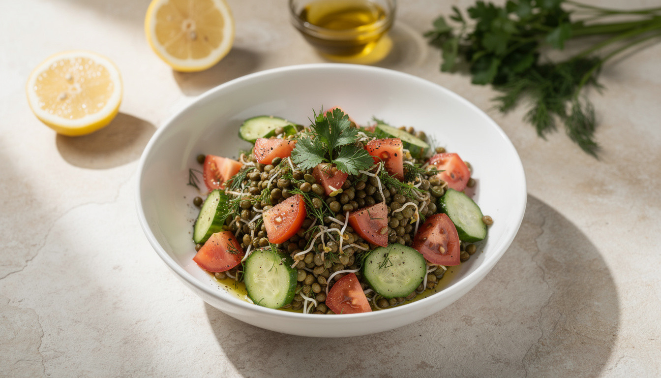 Сыроедческий салат из пророщенной чечевицы: рецепт живой кухни