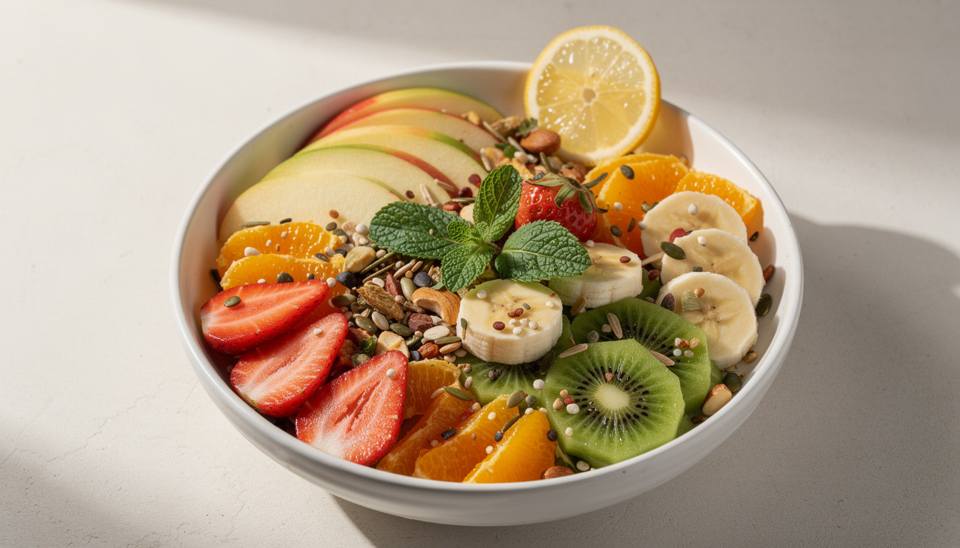 Сыроедческий фруктовый салат: живой рецепт с чиа и орехами