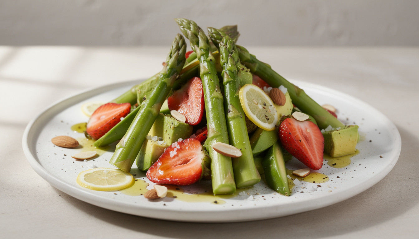 Сыроедческий салат со спаржей и клубникой: рецепт живой кухни - сыроедческий рецепт