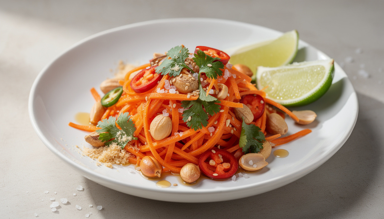 Острый сыроедческий салат "Тайский" из моркови и арахиса - сыроедческий рецепт