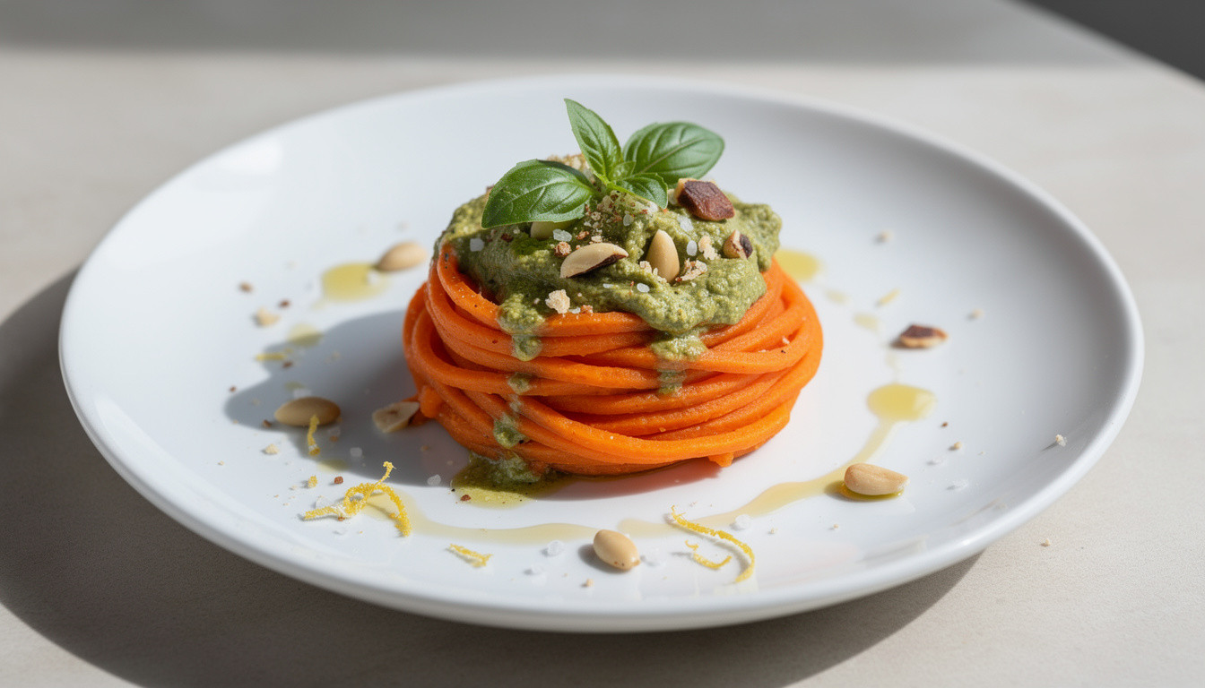 Сыроедческий Сыроедческая паста из моркови с песто из кедровых орехов - сыроедческий рецепт