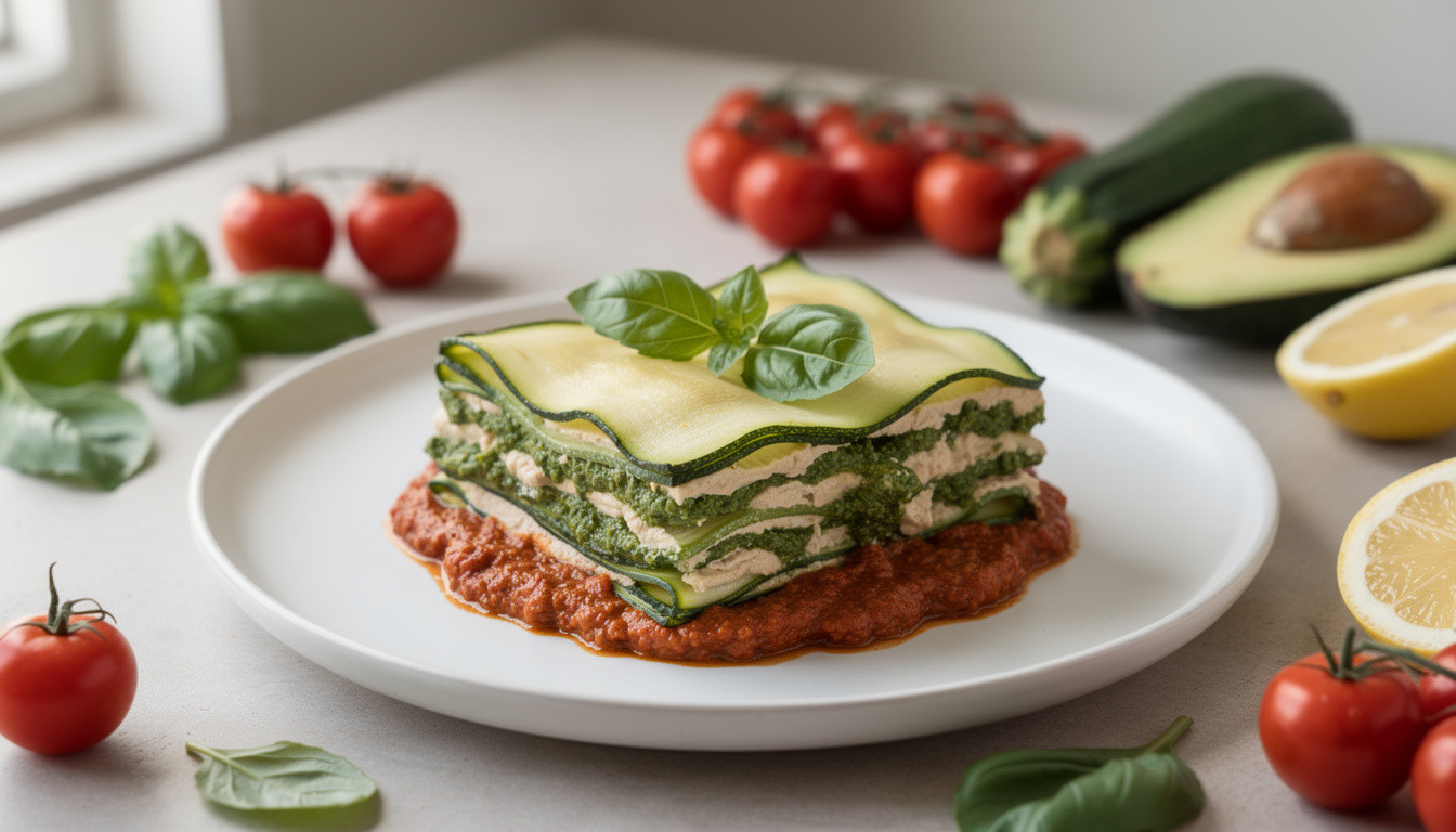 Сыроедческая лазанья из цукини с кешью-сыром и песто - сыроедческий рецепт