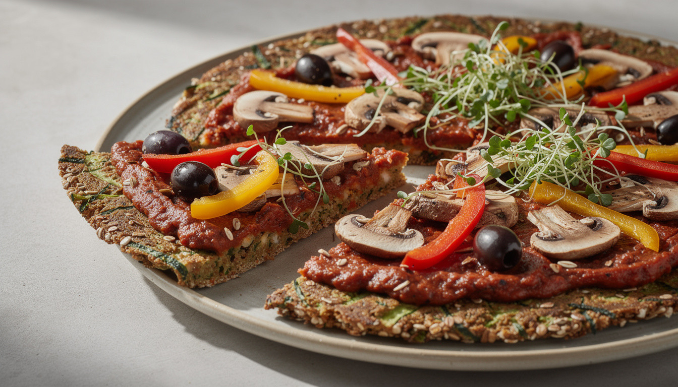 Сыроедческая пицца на основе из льна и цукини: живой рецепт - сыроедческий рецепт