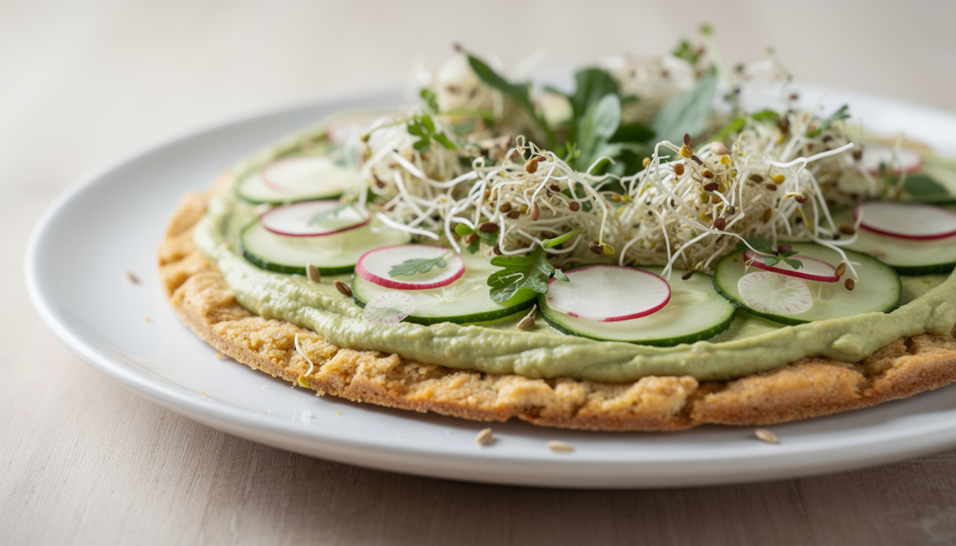 Сыроедческая пицца с кешью-сыром и авокадо-соусом - сыроедческий рецепт