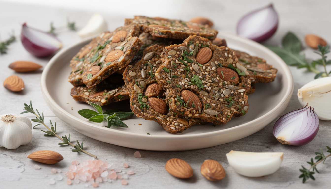 Сыроедческие миндальные хлебцы с луком: рецепт живой кухни - сыроедческий рецепт