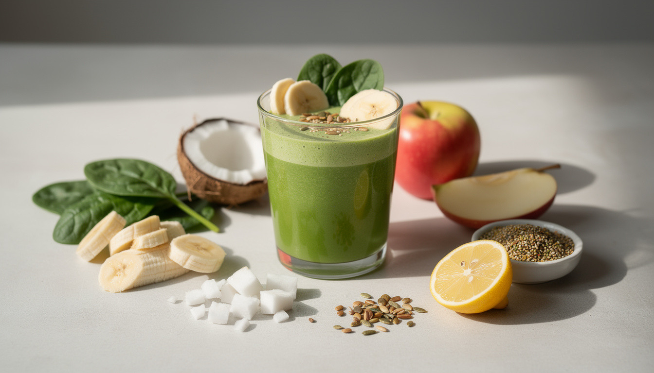 Рецепт сыроедческого зеленого смузи со шпинатом и бананом - сыроедческий рецепт