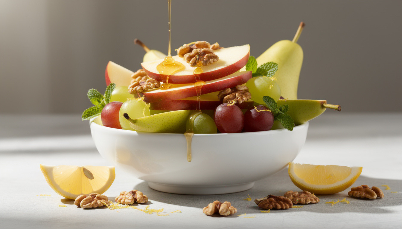 Сыроедческий фруктовый салат с грецкими орехами и медом - сыроедческий рецепт