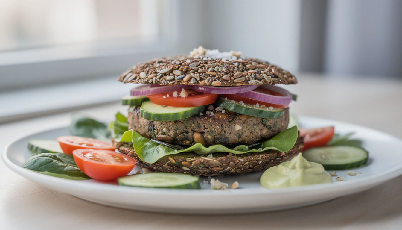 Сыроедческий бургер с грибами и травами: рецепт живой кухни