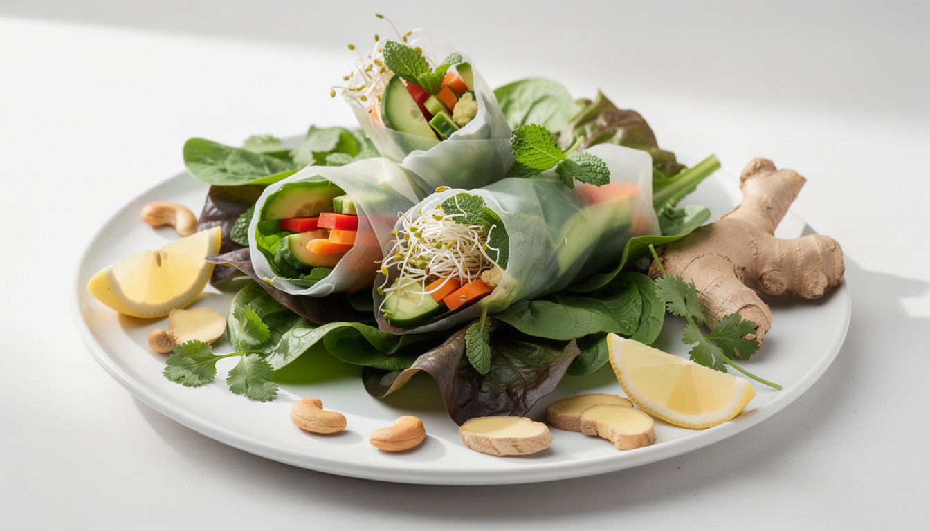 Сыроедческий спринг-ролл в зелени: ресторанный рецепт живой кухни - сыроедческий рецепт