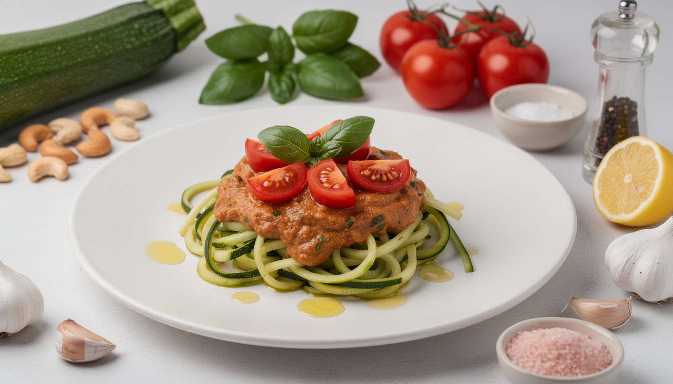 Рецепт сыроедческой пасты «Сицилийский Поцелуй» из цукини