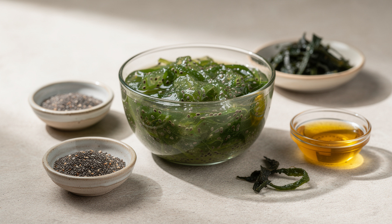 Рецепт сыроедческой «Зеленой икры» из семян чиа и вакаме