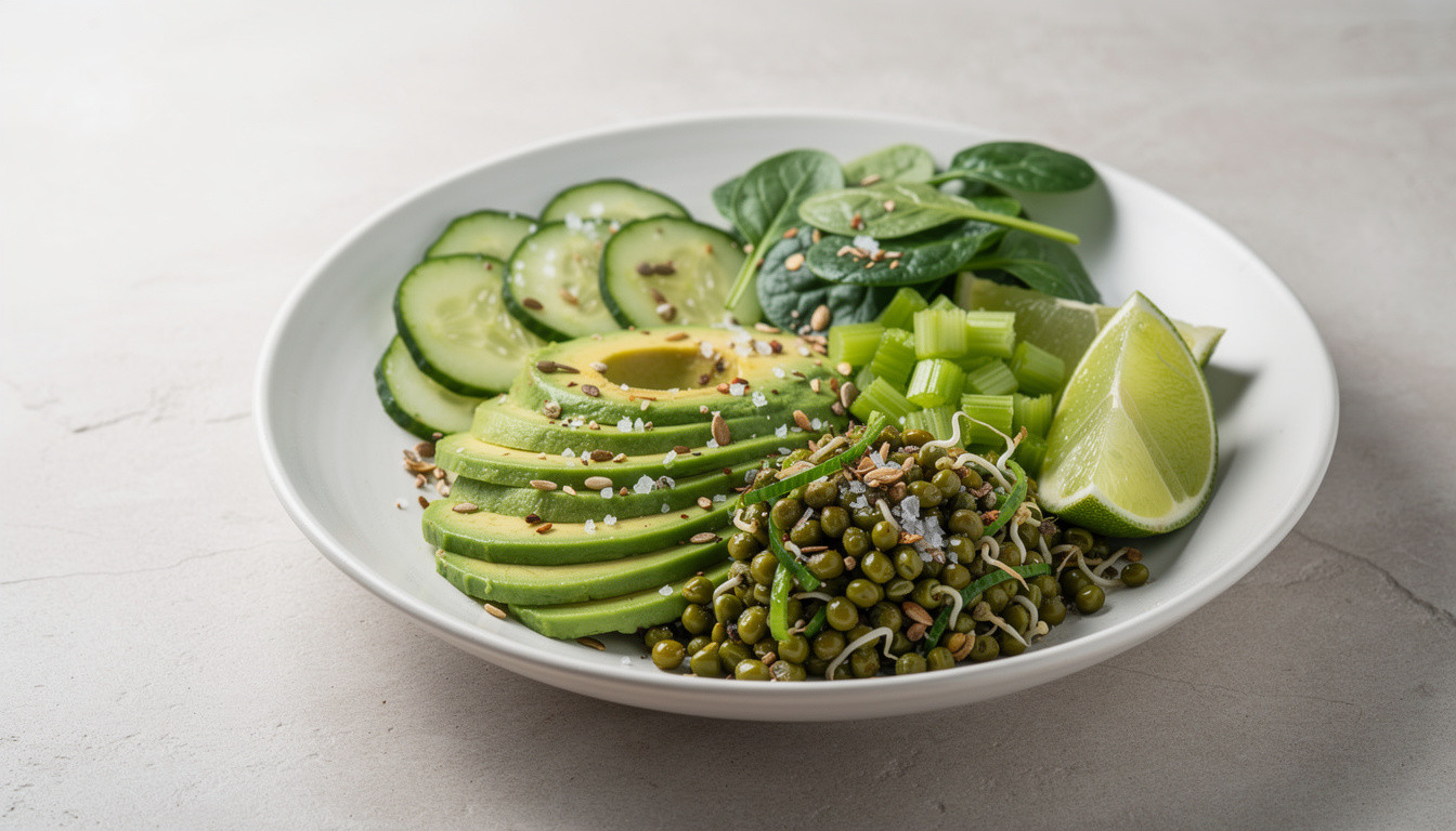 Рецепт сыроедческого салата «Зелёная энергия» с машем и авокадо - сыроедческий рецепт, живая кухня RawRu