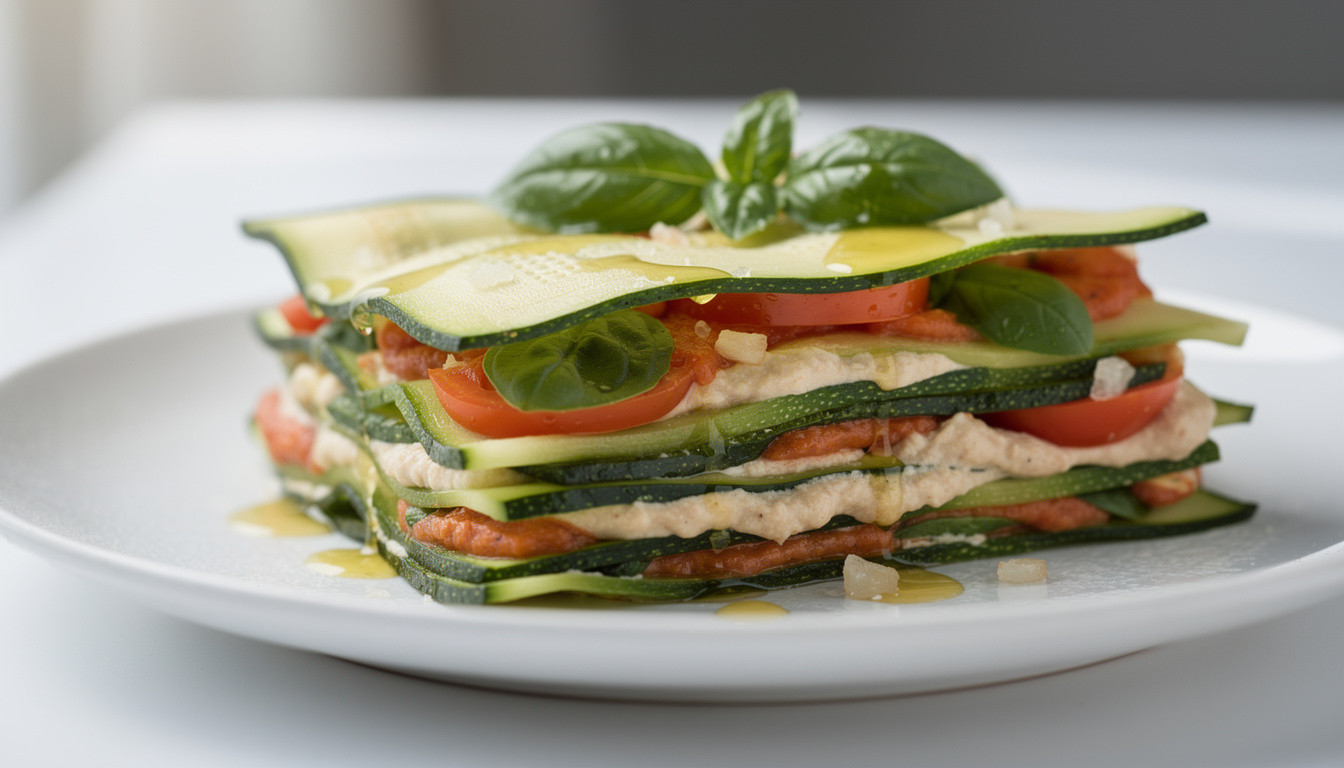 Сыроедческий Сыроедческая лазанья с нежным кремом из кешью и томатами