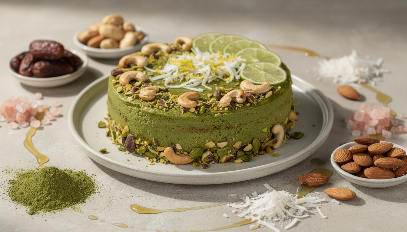 Сыроедческий фисташковый торт с матча: рецепт живой кухни
