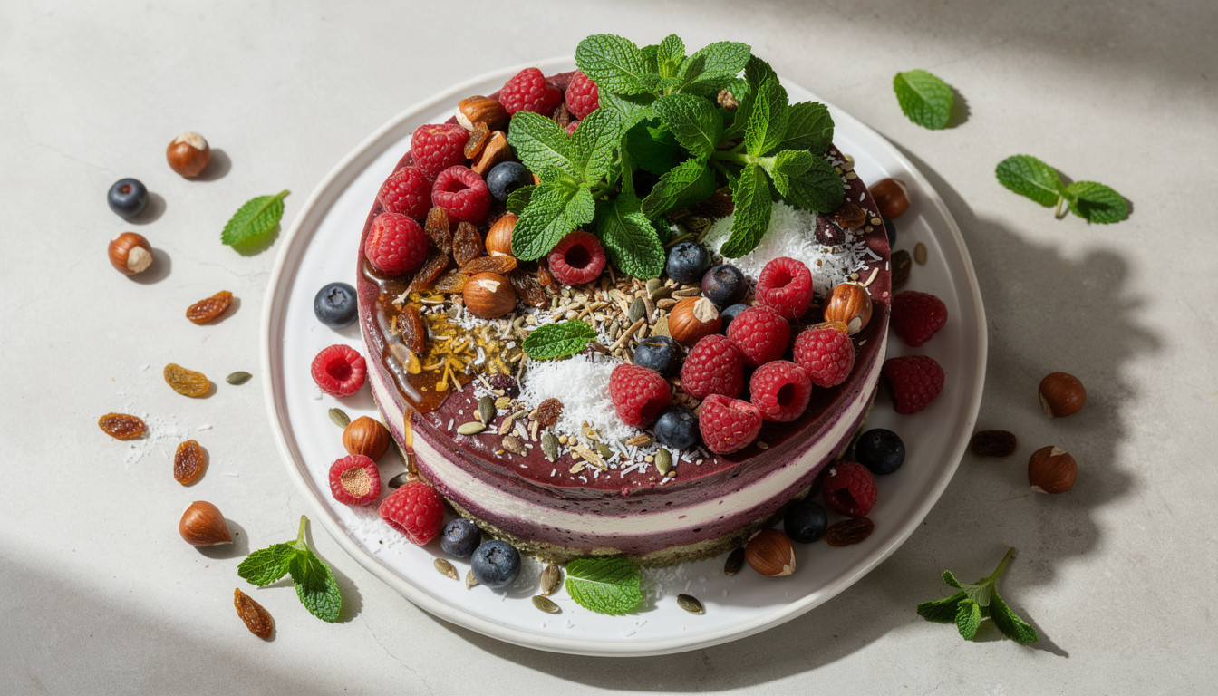 Сыроедческий ягодный торт «Лесная прохлада» с мятой: живой рецепт